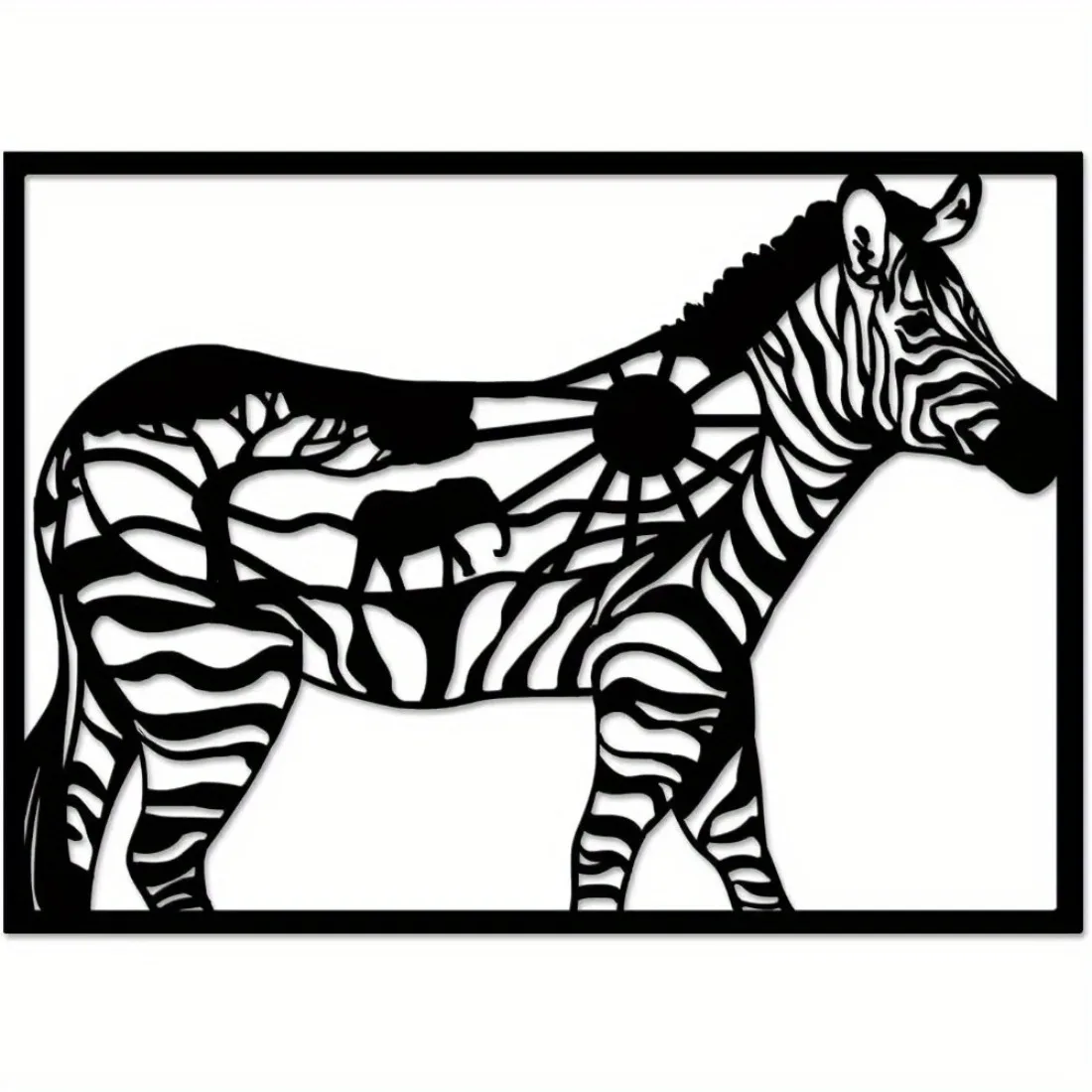 CIFbuy Iron Wall Art Metal Zebra Sculpture Handcrafted Animal Hanging Striking Stripe Design Modern Living Room Décor