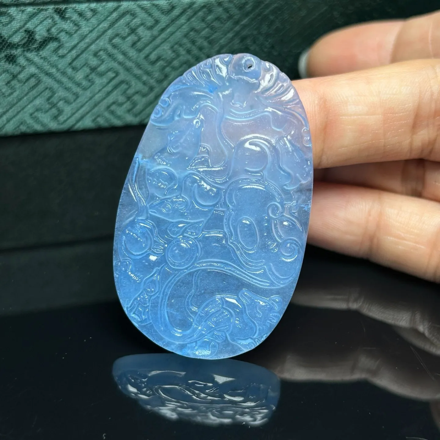 Nature ice blue Burmese Jade Jadeite Carved mouse lucky amulet Pendant&Necklaces