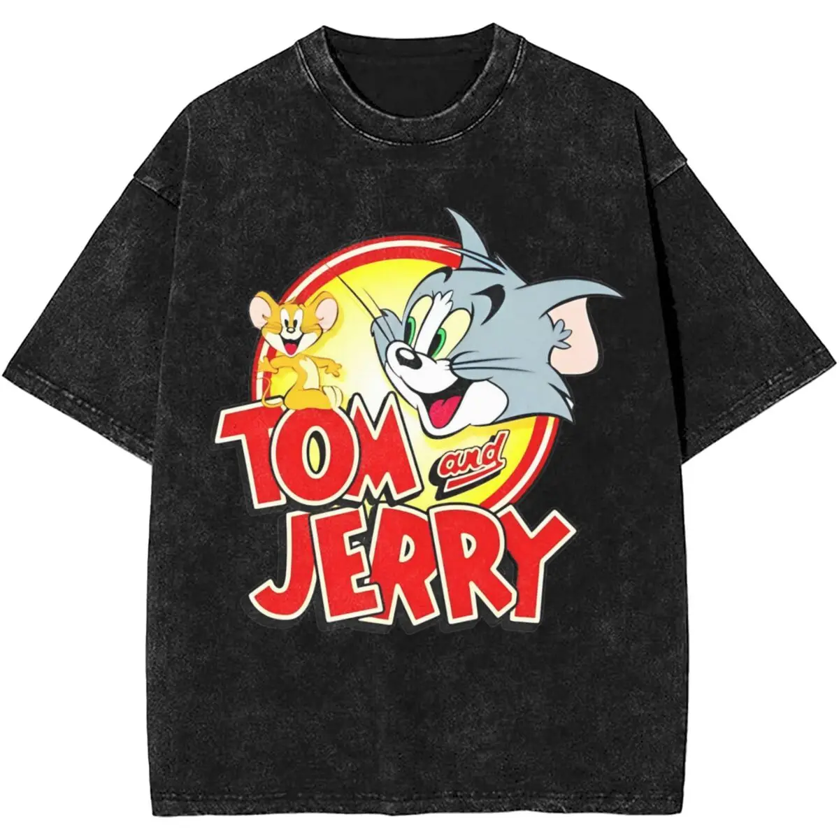 Mens T Shirt  Toms & J-Jerry Logo Washed T-Shirts Fashion Summer Tees Y2K Classic Print Cotton Clothing New Arrival