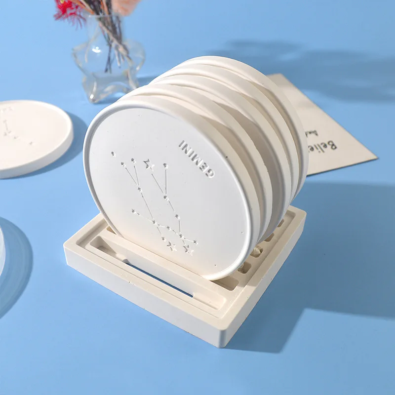 Twelve Constellations Coaster Crystal Silicone Mold Home Decor Gypsum Silica Gel Mold Constellations Table Pad Resin Mould