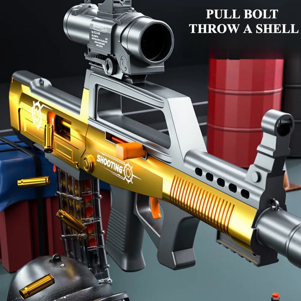 Kinderen QBZ-95 Shell Soft-Bullet Speelgoedpistool Handmatig geladen Assault Rifle Model Outdoor Games CS Vechtspel Kerstcadeau