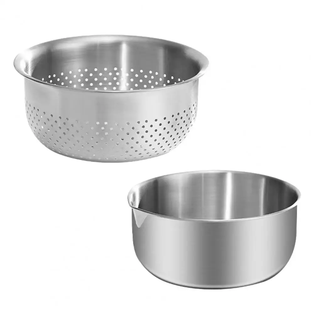 

Stackable Kitchen Basin Stainless Steel Vegetable Washing Basket Multi-Use Space-saving Kitchen Strainer for Cooking Cleaning