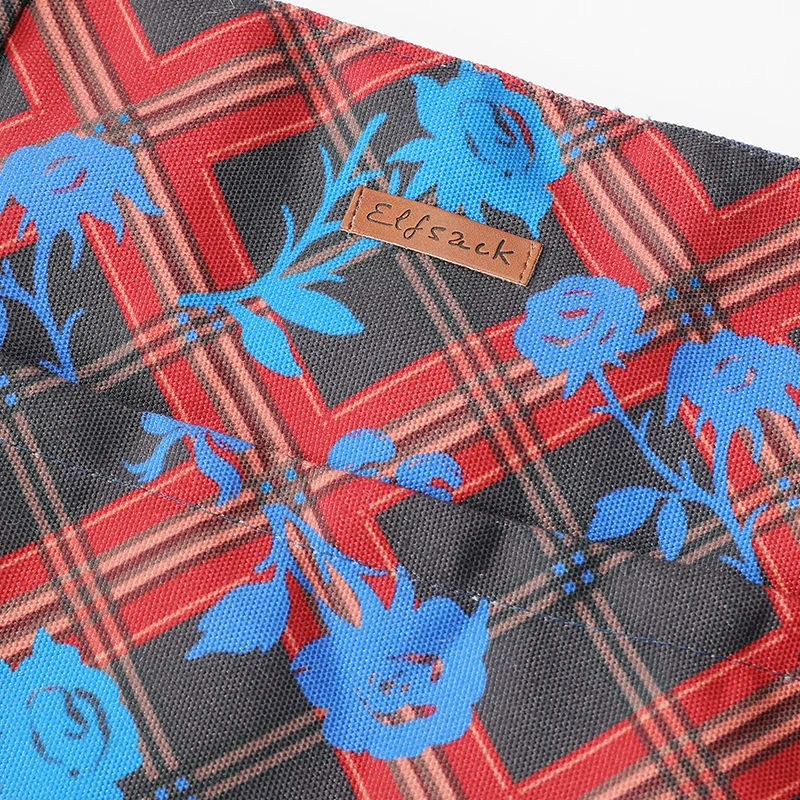 ELFSACK 2025 Winter New Arrivals Casual Y2K Cartoon Rabbit Color Block Plaid Tote Bag For Woman