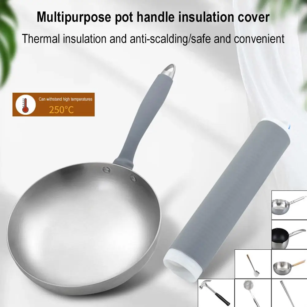 1PC Wok Handle Heat Insulation Cover Handmade Iron Household Stainless Frying Anti-scalding Milk Pan Rubber Pot Steel Pan Y9L9