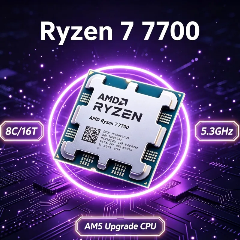 AMD Ryzen 7 7700 Desktop Gaming Processor 8-Core 16-Thread 5.3GHz Socket AM5 CPU Without Cooler