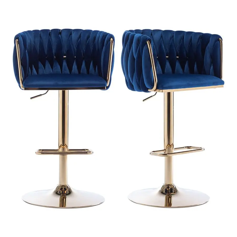 

Набор из 2 поворотных барных стульев, барные стулья для кухонного острова с плетеной спинкой, золотые барные стулья для кухни, кафе, паба, бара