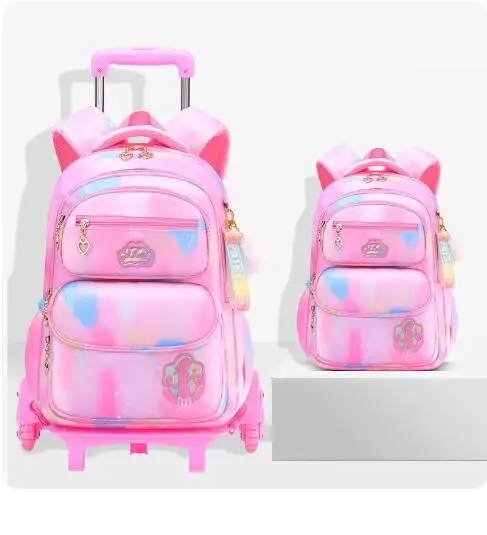 Escola rolando sacos com trole escola rolando mochila para meninas 18 Polegada crianças escola trolley sacos escola rodas mochila saco