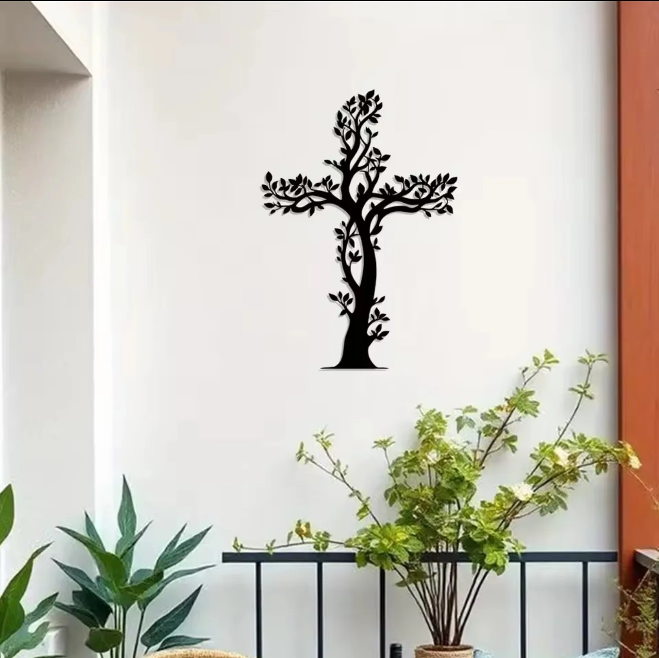 1pc Metal Vintage Iron Living Cross Metal Wall Decor -Weather-Resistant Christian Religious Art, Year-Round Christmas Home Decor