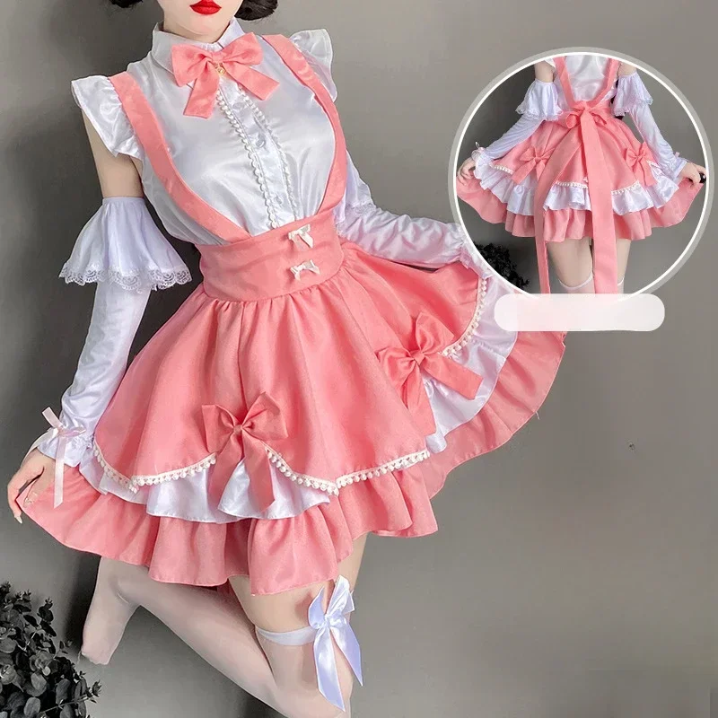 A Sweet Pink Lolita Dress Japanese Kawaii School Girl Maid Cosplay Costumes Lolita Bunny Role Play Halloween Waitress Uniform 20