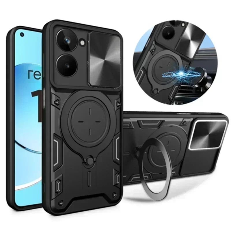 For Realme 10 4G Case Ring Holder Shockproof Armor Phone Cover For Realme10 Realmi 10 4G RMX3630 6.4