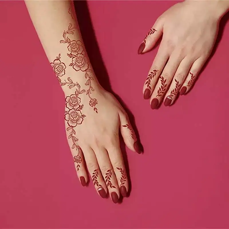 Braune Henna-Tattoo-Aufkleber, wasserdicht, temporäre Tattoos, Fake-Tattoo für Frauen, Körperkunst, Hena-Design, Mehndi-Aufkleber für die Hand