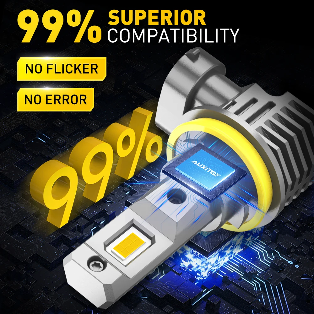 AUXITO 2Pcs H11 LED Fog Light Bulbs Canbus 3000K Yellow H8 H9 H16(JP) 9005 HB3 9006 HB4 LED Car DRL Driving Lamp 6500K White 12V