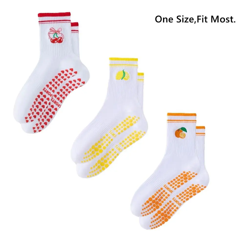 جديد القطن جوارب بيلاتيس Harajuku الشارع تنفس الكرز التطريز الجوارب العرق ماصة عدم الانزلاق قبضة اليوغا الجوارب #6