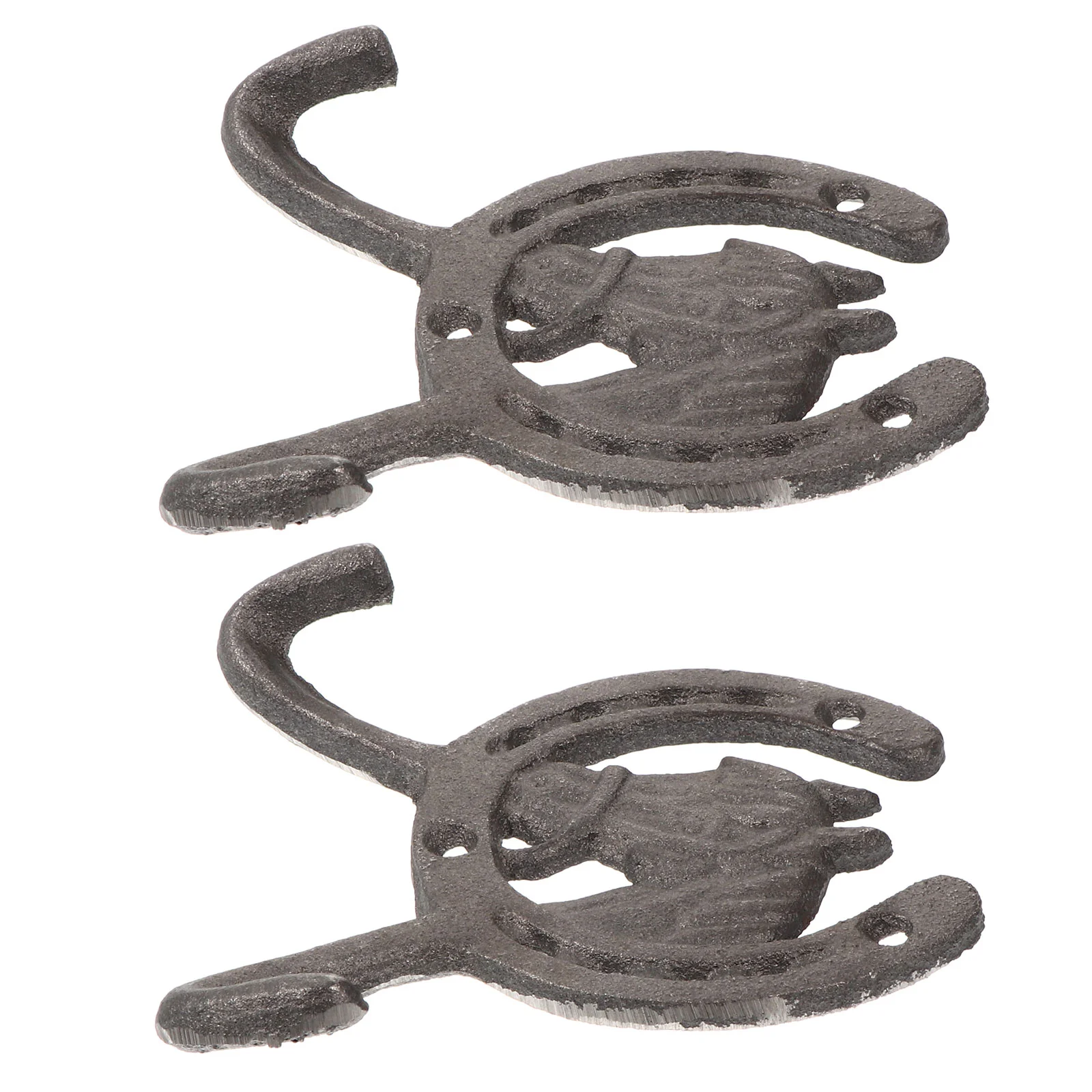 2 Pcs Hangers Horse Head Hoof Double Hook Decorative Clothing Clothes Creative Iron Cast Home Horseshoe Shaped Man