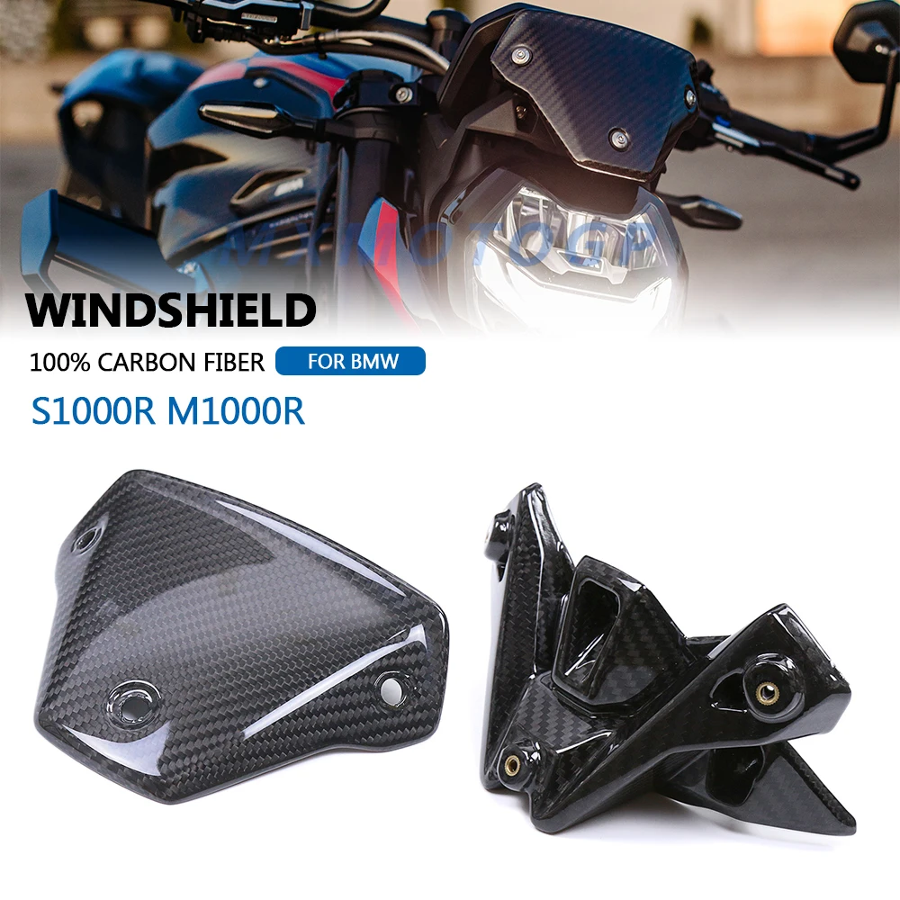 

For BMW S1000R 2021 2022 2023 2024 M1000R 2023 2024 100% Carbon Fiber Motorcycle Windshield Cover and Holder Fairing