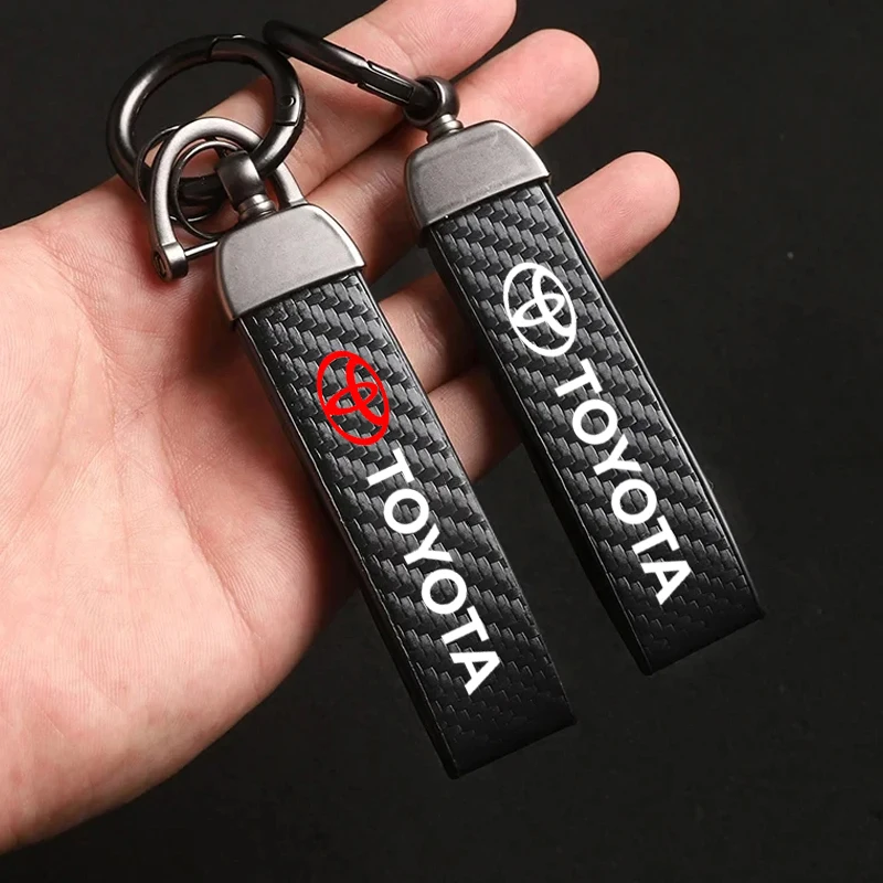 Carbon fiber car key chain pendant For Toyota TRD Corolla CHR Yaris Auris Rav4 Hilux Prius Avalon CROWN REIZ Accessories