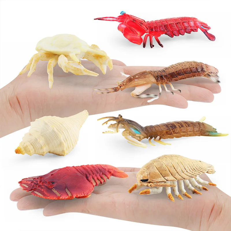 Marine Animals Simulation Mantis Shrimp Spiral Shell Squilla Model Action Anime Figures Snowman Crab Giant Isopod Figurines Toys