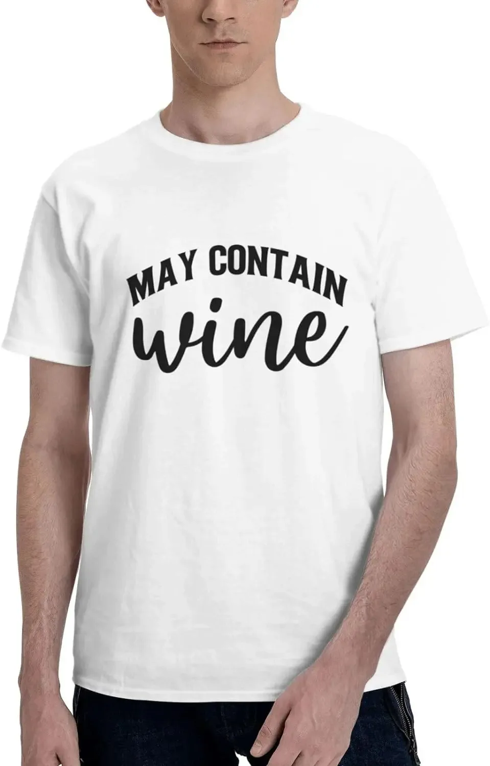 Adult Unisex Short Sleeve T-Shirt Classic Fit Crew Neck Soft and Comfy May Contain Wine