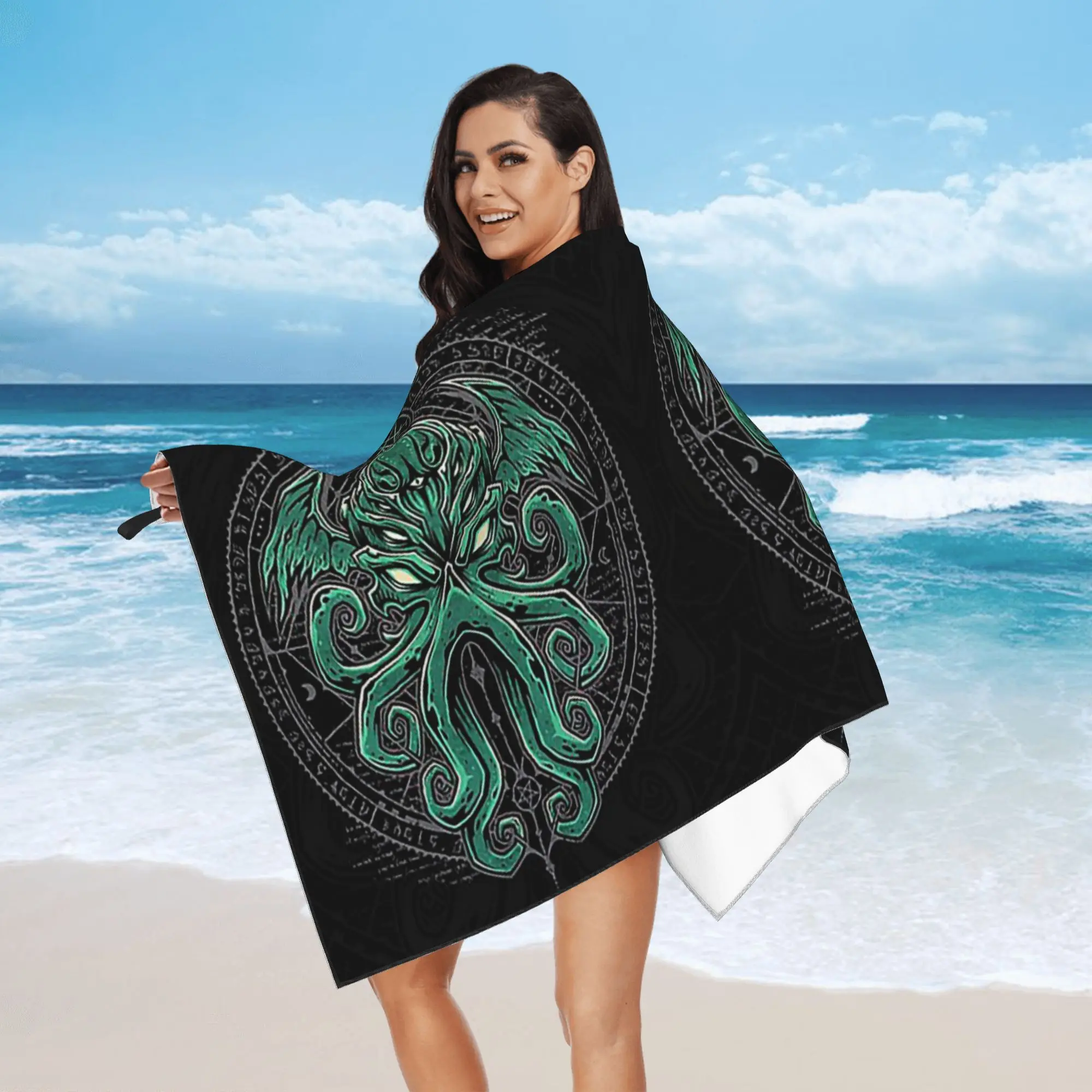 Lovecraft Great Cthulhu Beach Towel Soft Microfiber Quick Dry Absorbent Quick Towels For Bath
