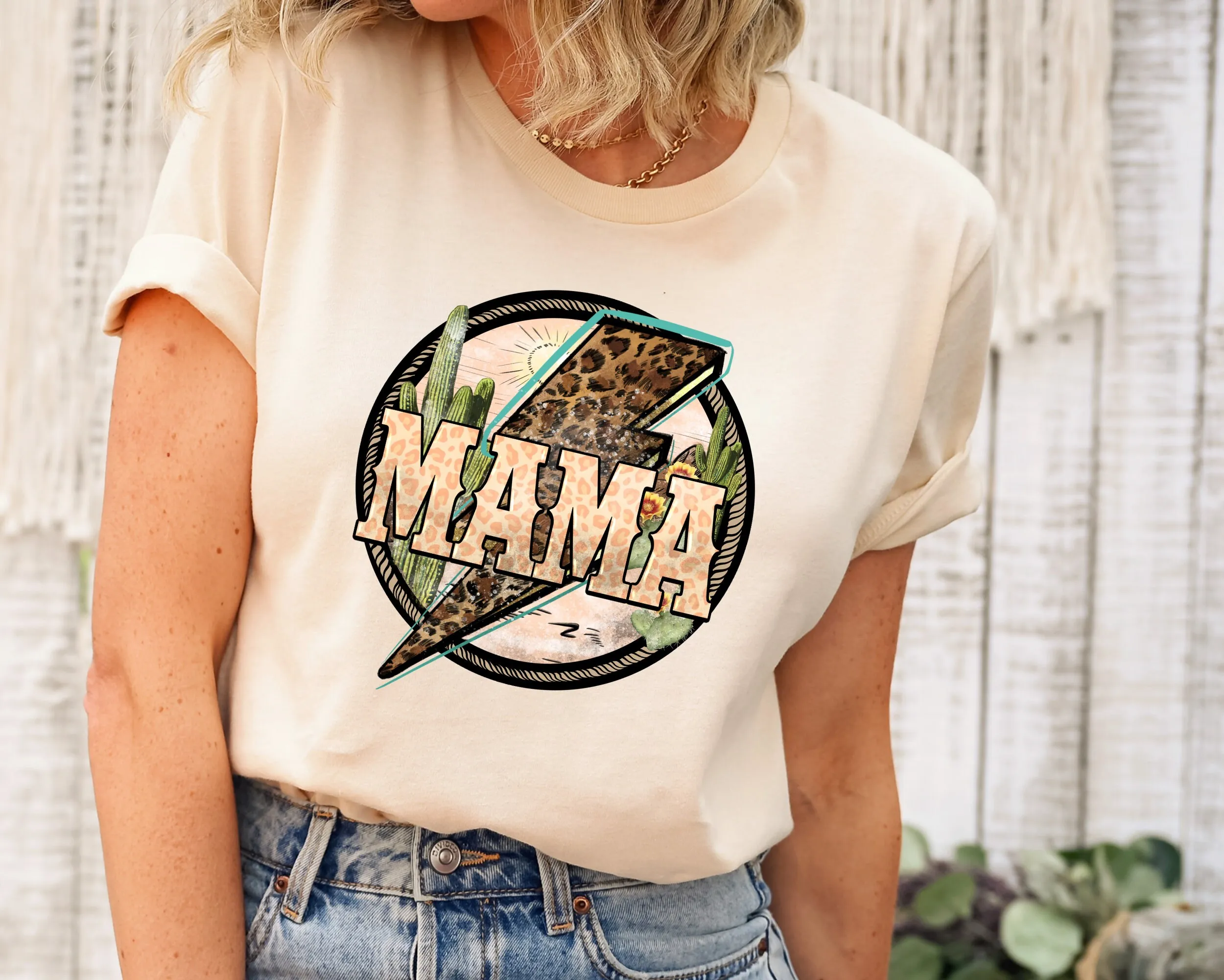 Mama Lightning Bolt Sweat Leopard Thunderstruck Mom Mother'S Day Gift T Shirt For