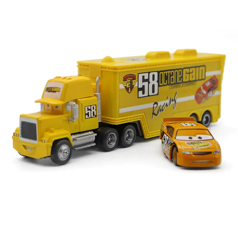 Disney Pixar Cars 2 Lightning McQueen Alloy No. 52 No. 58 No. 90 Racer Container Truck giocattoli per bambini modello statico regalo creativo