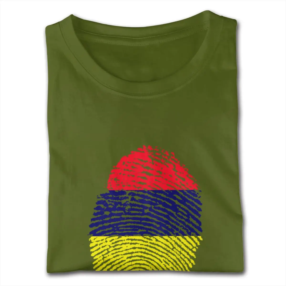 Short Sleeves O-Neck Pre-Cotton Mauritius Flag Fingerprint Tee Closeouts Men S Tee-Shirts