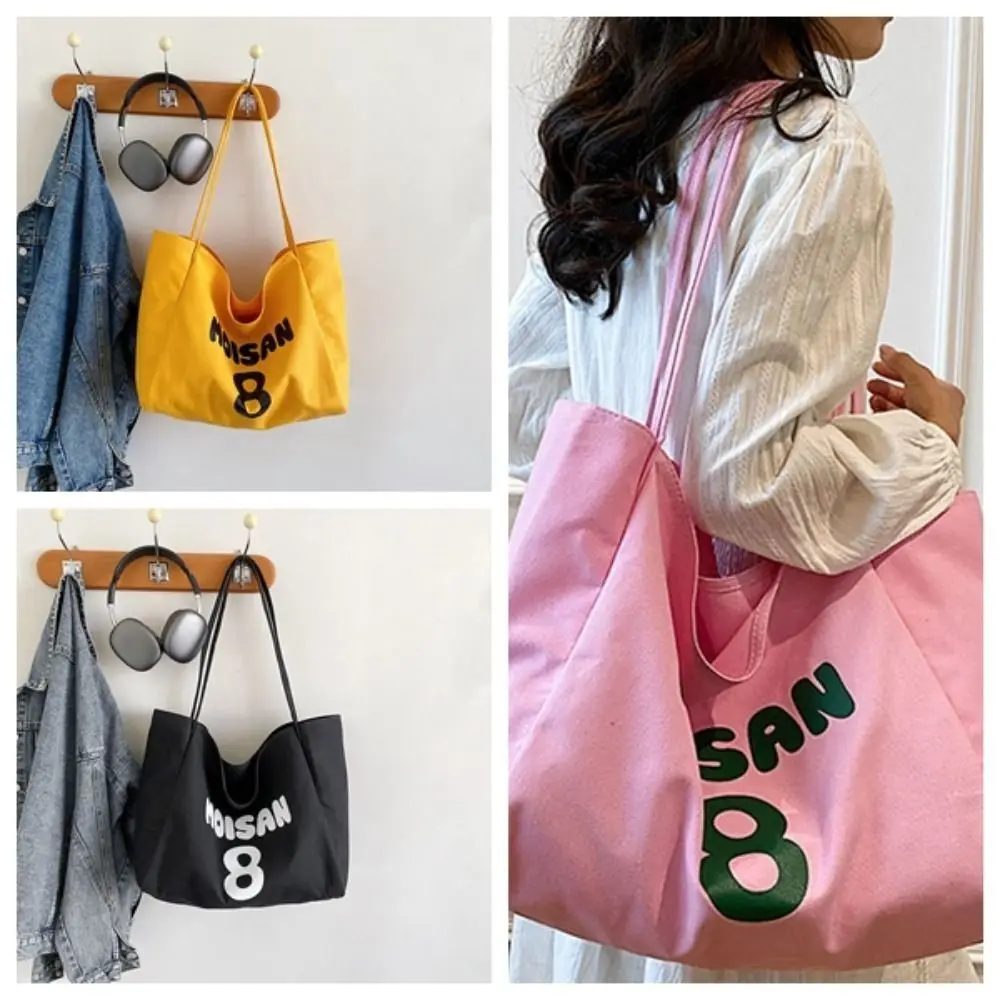 ขนาดใหญ่ความจุผ้าใบลําลองกระเป๋ากระเป๋าถือแฟชั่น Tote Bag ถุงช้อปปิ้ง Multifunctional Letter พิมพ์กระเป๋า Office Worker