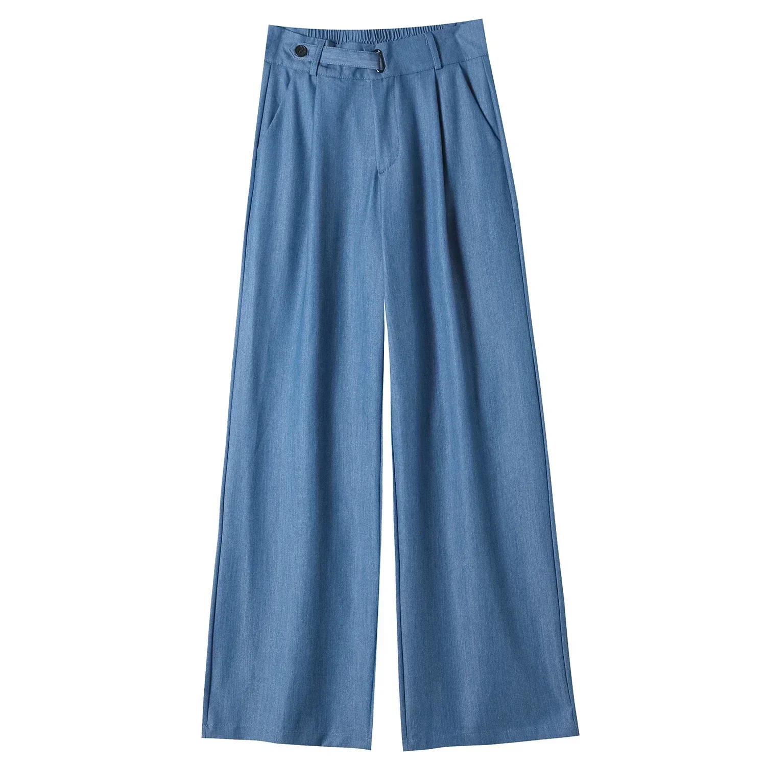 REALEFT Vintage Dünne Denim Lose frauen Breite Bein Hose 2025, Neue Hohe Taille Taste Gerade Casual Volle Länge Hosen weibliche