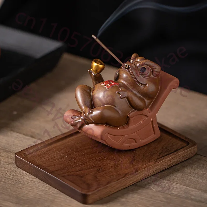 Golden Toad Tea Pet Decoration Attracting Wealth Toad Creative Tea Ceremony Accessories Tea Table Fragrance Insertion Decoration