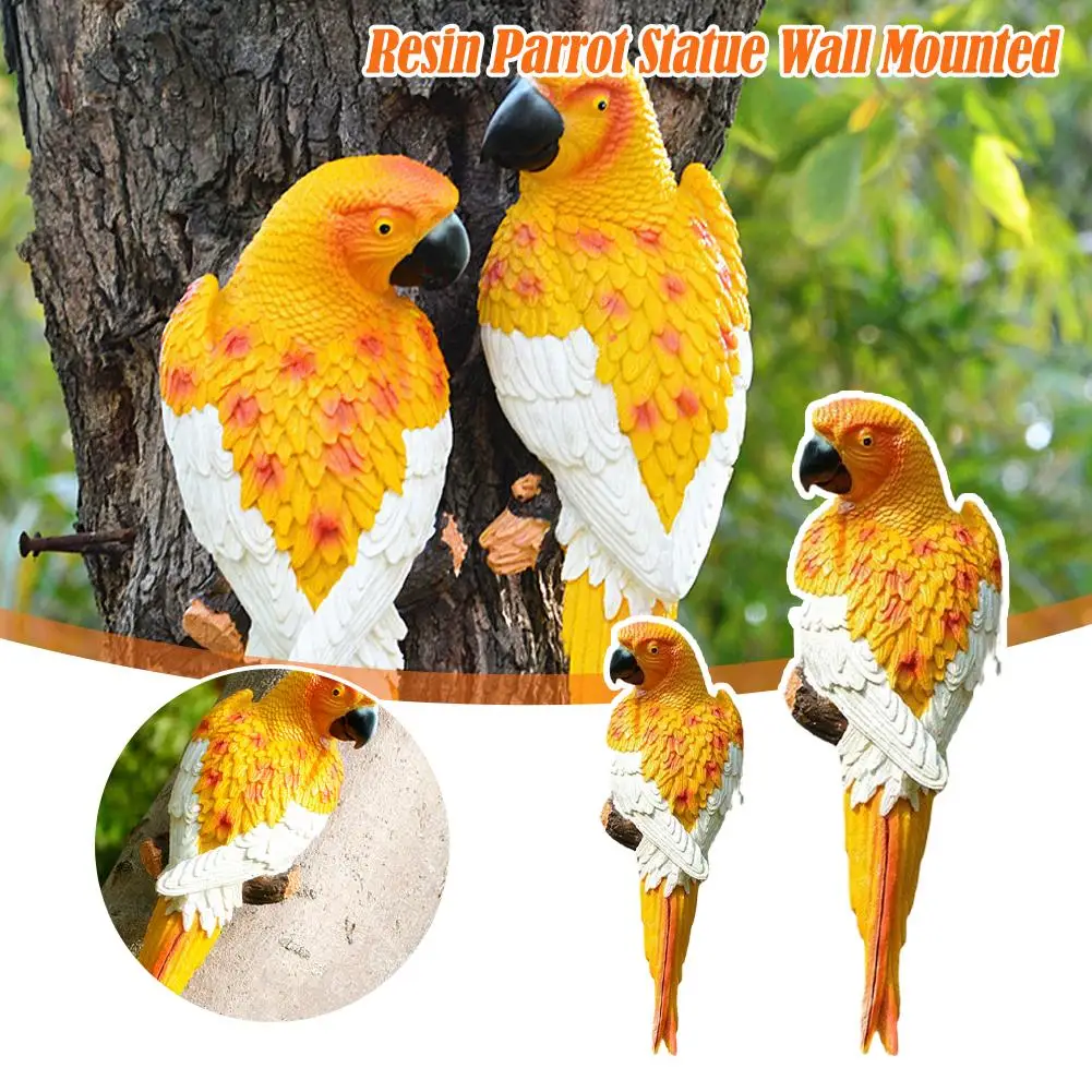 Tropical Parrot Decorative Resin Bird Statue Garden Wall Home Pendant Decor Ornament Decor M1M9