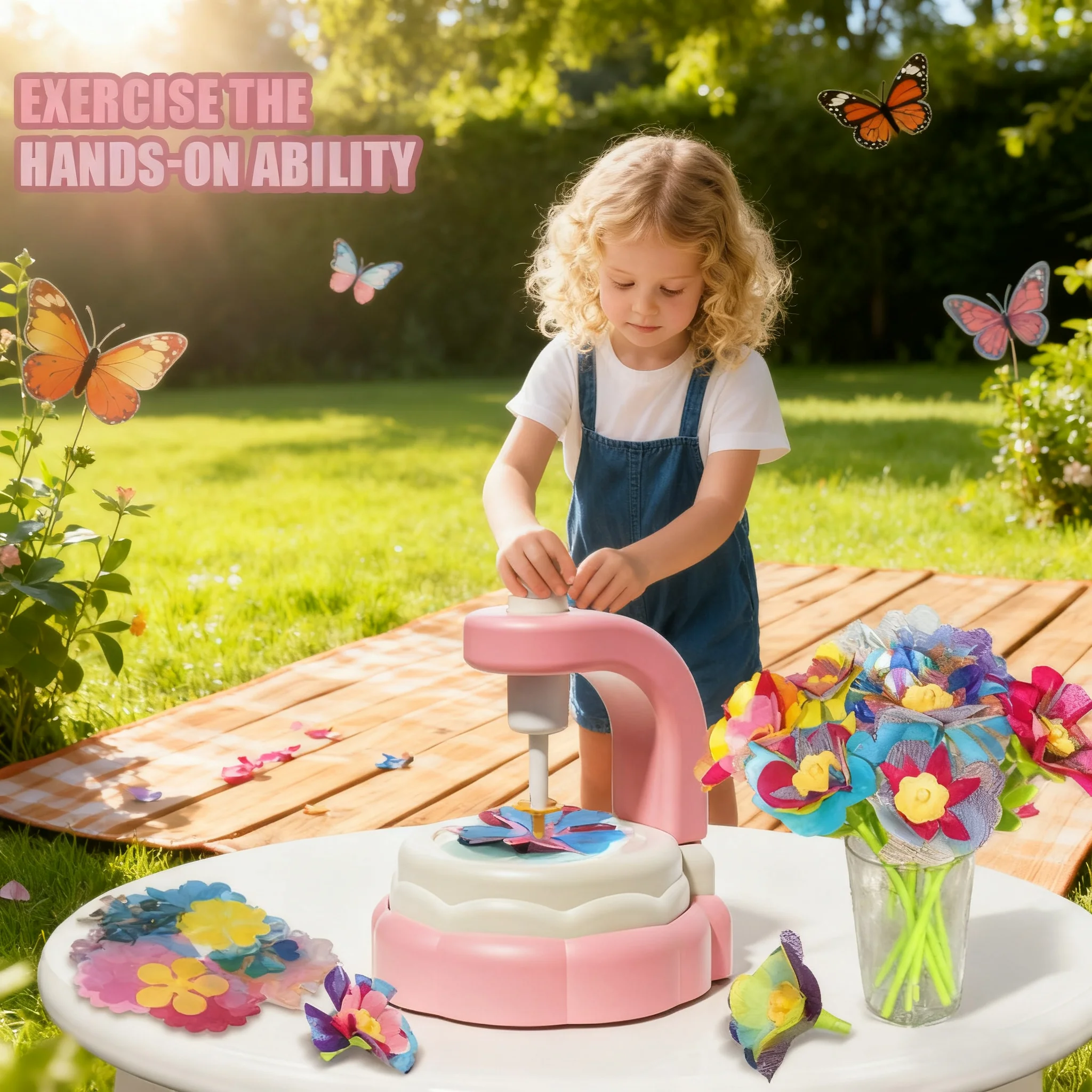 DIY 꽃 공예 키트 장난감 엠보싱 기계 수공예 패브릭 꽃 장난감 시뮬레이션 꽃다발 크리스마스 퍼즐 장난감 소녀 선물