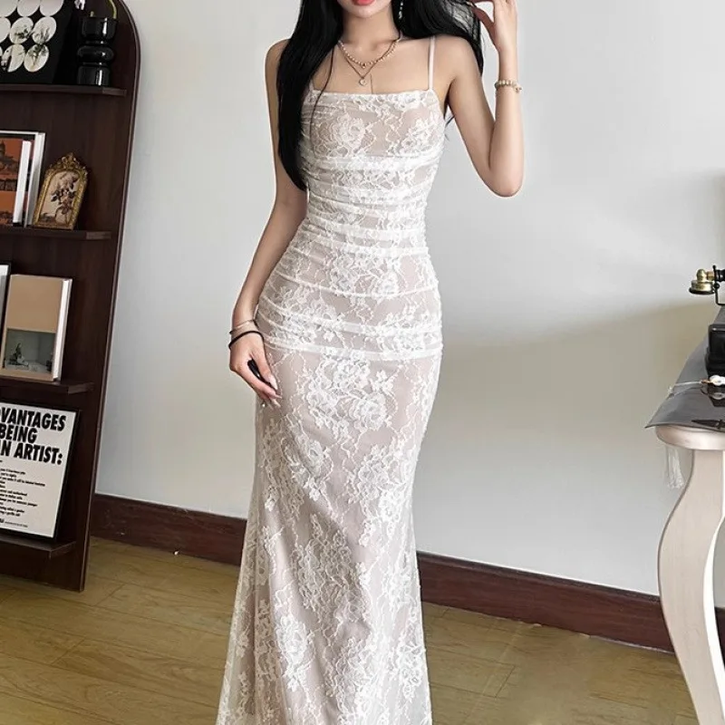 

2025 New Backless Lace Pleated Waistband Slim Fit Tight Fitting Women's Skirt