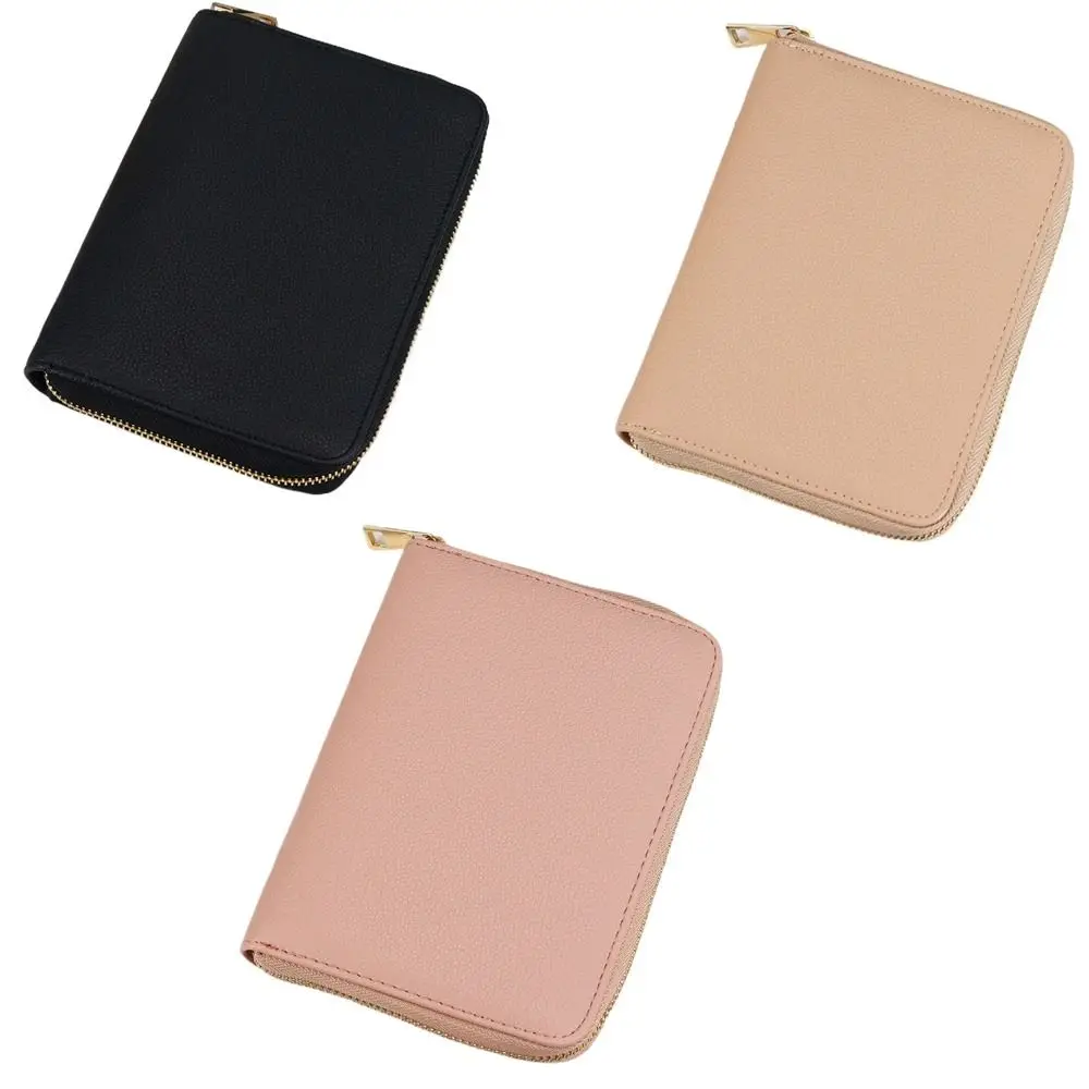 Fashion PU Leather Card Bag Multiple Card Large Capacity Coin Purse Solid Color Waterproof Card Case