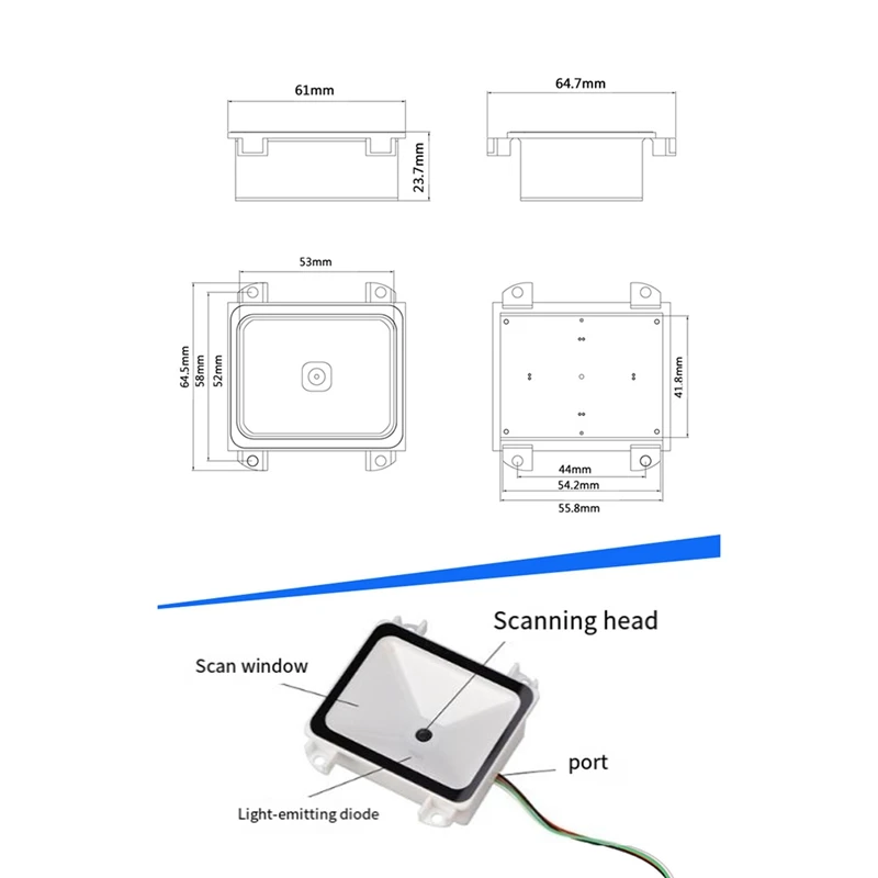 Embedded 2D Barcode Scanner USB QR Barcode Reader RS232 TTL Interface Kiosk Small Fixed Installation Barcode Printer Easy To Use