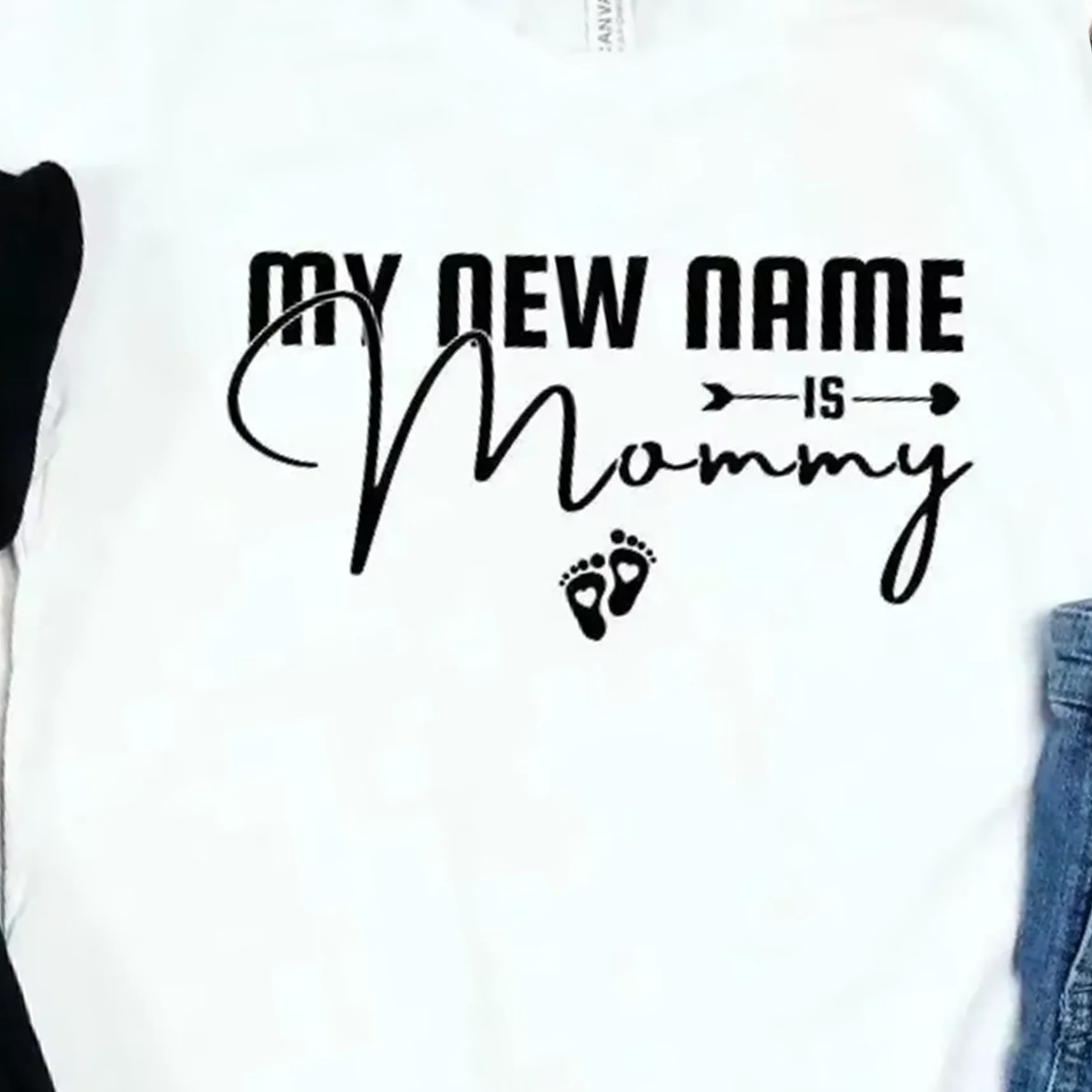 My New Name Is Mommy T Shirt Mom Dad Baby Shower Pregnancy AnnouncemenT Reveal And vintage Washed fashion Breathable Stretched