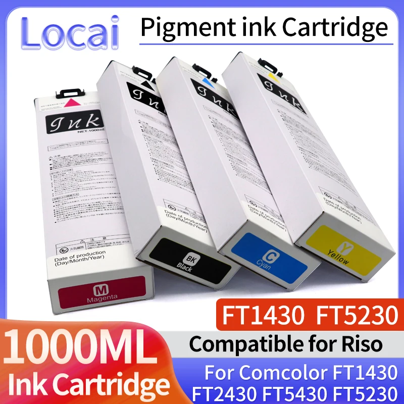 1000ML FT Compatible Pigment Ink Cartridge Compatible For Riso For Comcolor FT1430 FT2430 FT5430 FT5230 Inkjet Printer With chip