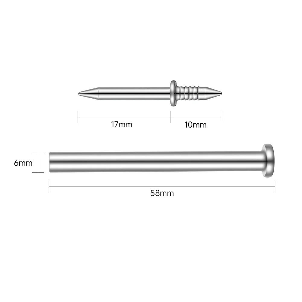 100pcs Double= Head Seamless Nails For Skirting Boards Galvanized Metal Thread Without Marks Easy Install 58mm Socket
