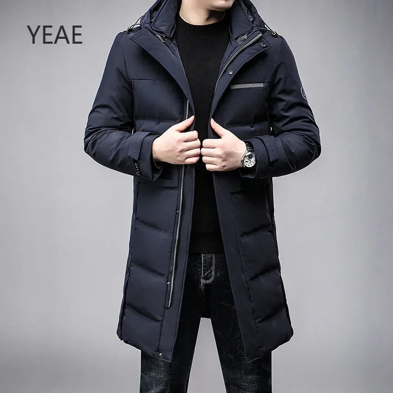 

YEAE Long Down Jacket Man Designer Clothes Men Duck Down Padding 2024 Warm Winter Men Down Jacket Male Coat Casual Man Sack