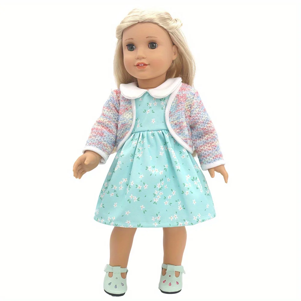 1 set of pink-blue gradient unicorn skirt doll clothes for 18-inch (45.7cm) doll girls. Suitable for American dolls