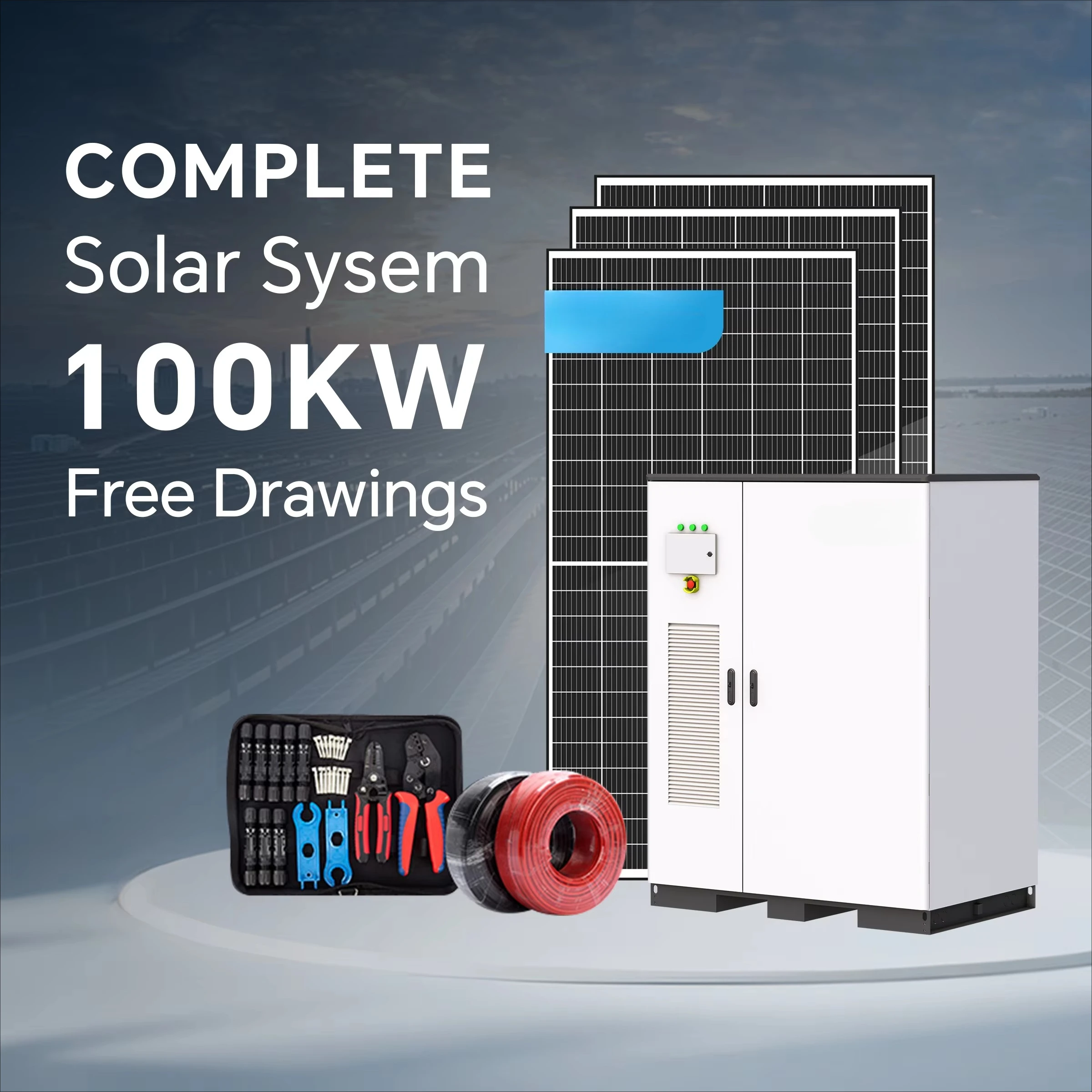 Monocrystalline Silicon Lithium Battery Storage Generator 50kW 100kW 200kW Hybrid Energy System MPPT Controller Pure Sine