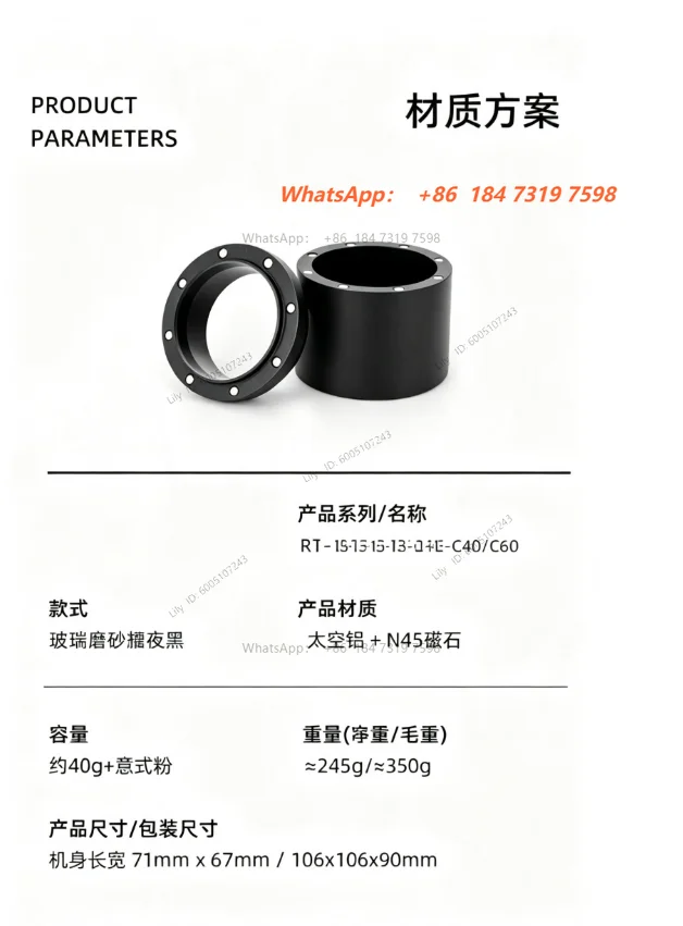 C40c60 Hand Grinder MK4MK3 Strong Magnetic Absorption Aluminum Alloy Powder Cup and Can