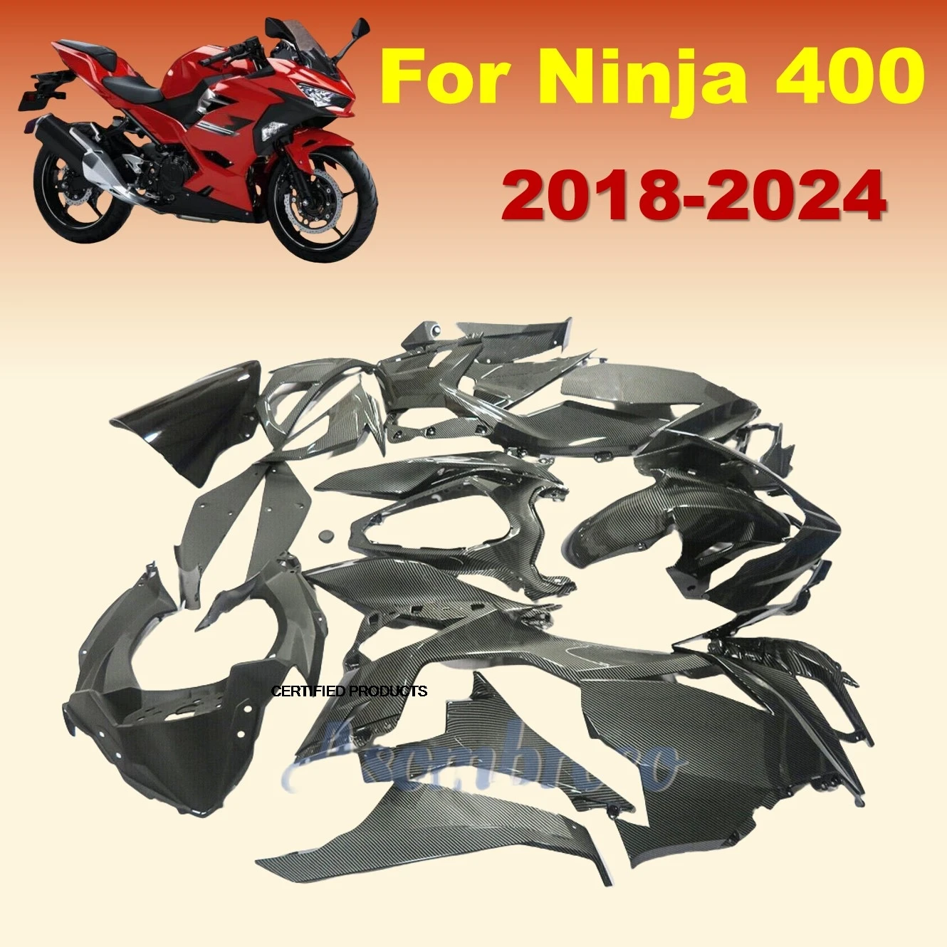 New Carbon Fibre Bodys Protective cover For KAWASAKI NINJA400 2018 2020 2019 2022 2023 2024  Ninja 400 Motorcycle Fairing Kit