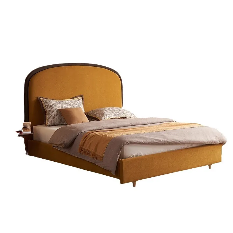 

French retro fabric bed simple modern master bedroom double