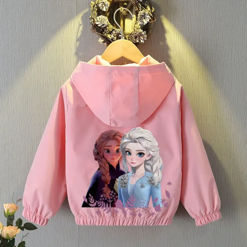 

Disney Tops Girls Frozen Elsa Jacket Spring Autum Outing Clothes Children Outwear 1-12Y Cute Outerwear Zipper Hooded Kids Pajama