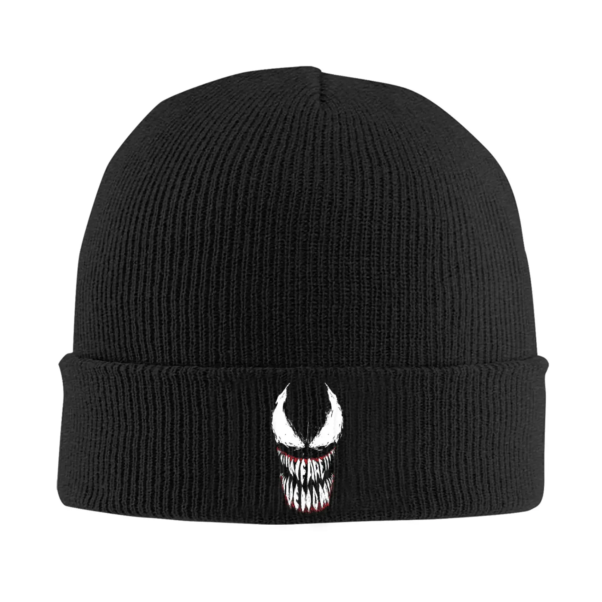 Venom We Are Venom Face Grin Knitted Hat Women's Men's Beanie Autumn Winter Casual Hats Acrylic  Hip Hop Caps