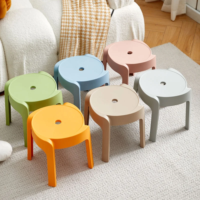 Living Room Furniture Round Plastic Stool Porch Shoe Changing Stool Non Slip Bathroom Stool Mobile Seat Footstool Kitchen Chair