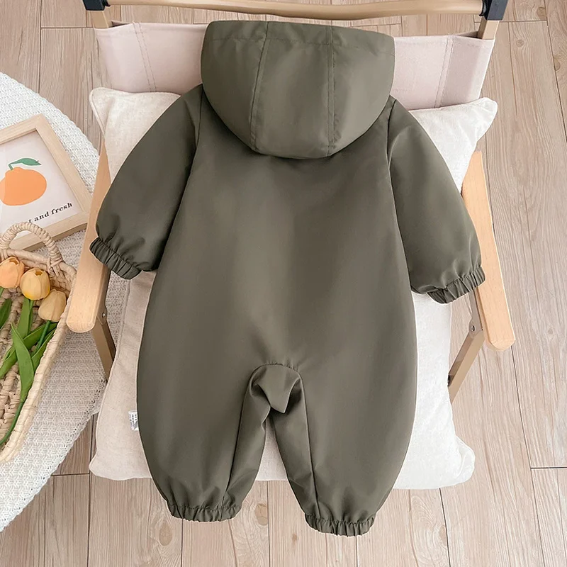 IYEAL Baby Boy Spring Jumpsuit Baby Army Green Windproof Jacket Newborn Spring And Autumn Windproof Outdoor Jumpsuit