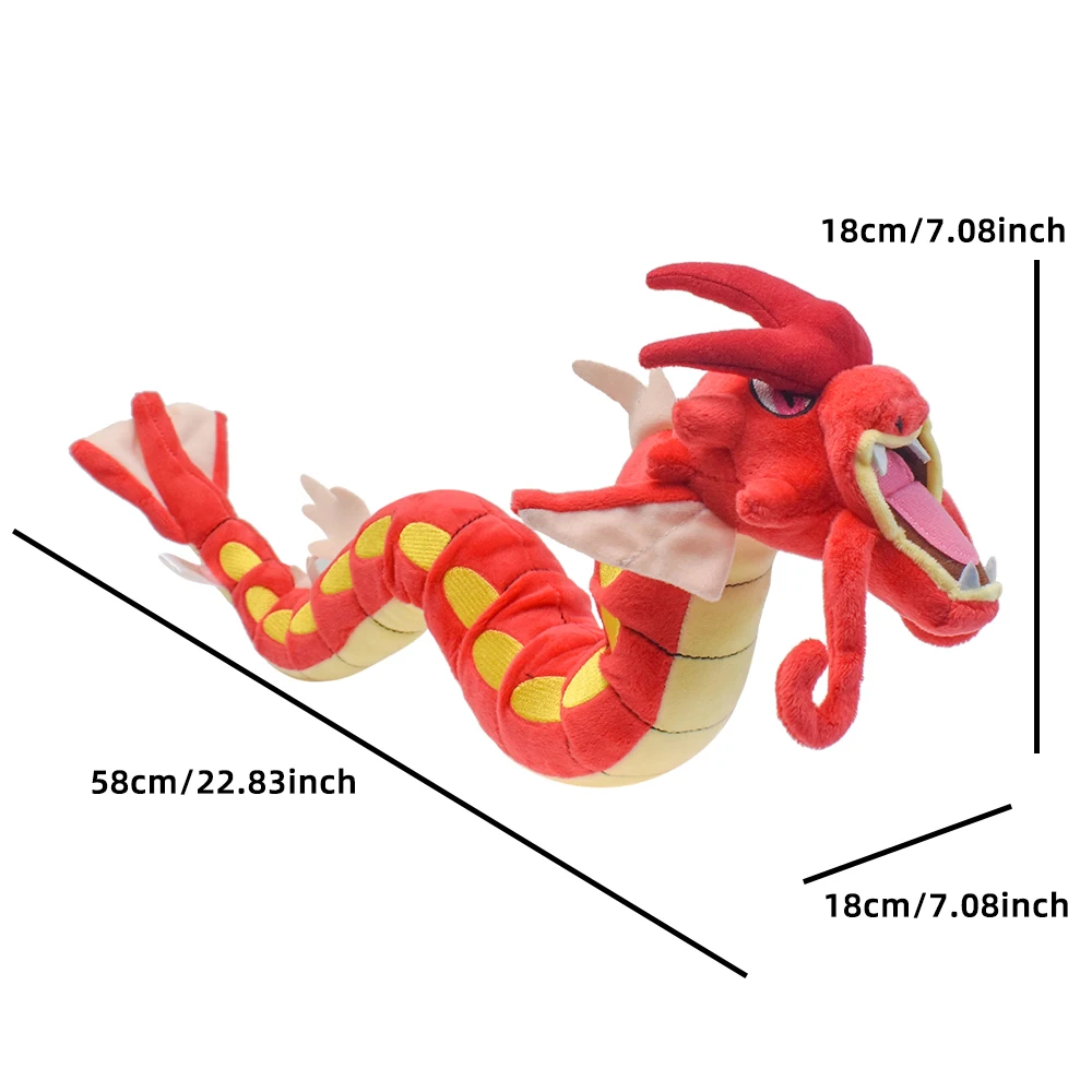 Glänzende Gyarados-Tier-Plüschtiere, 2 Stile, rote und glänzende blaue Puppen, weiche Plüschtiere zum Sammeln, niedliche Cartoon-Charakter-Geschenke – Detail 6