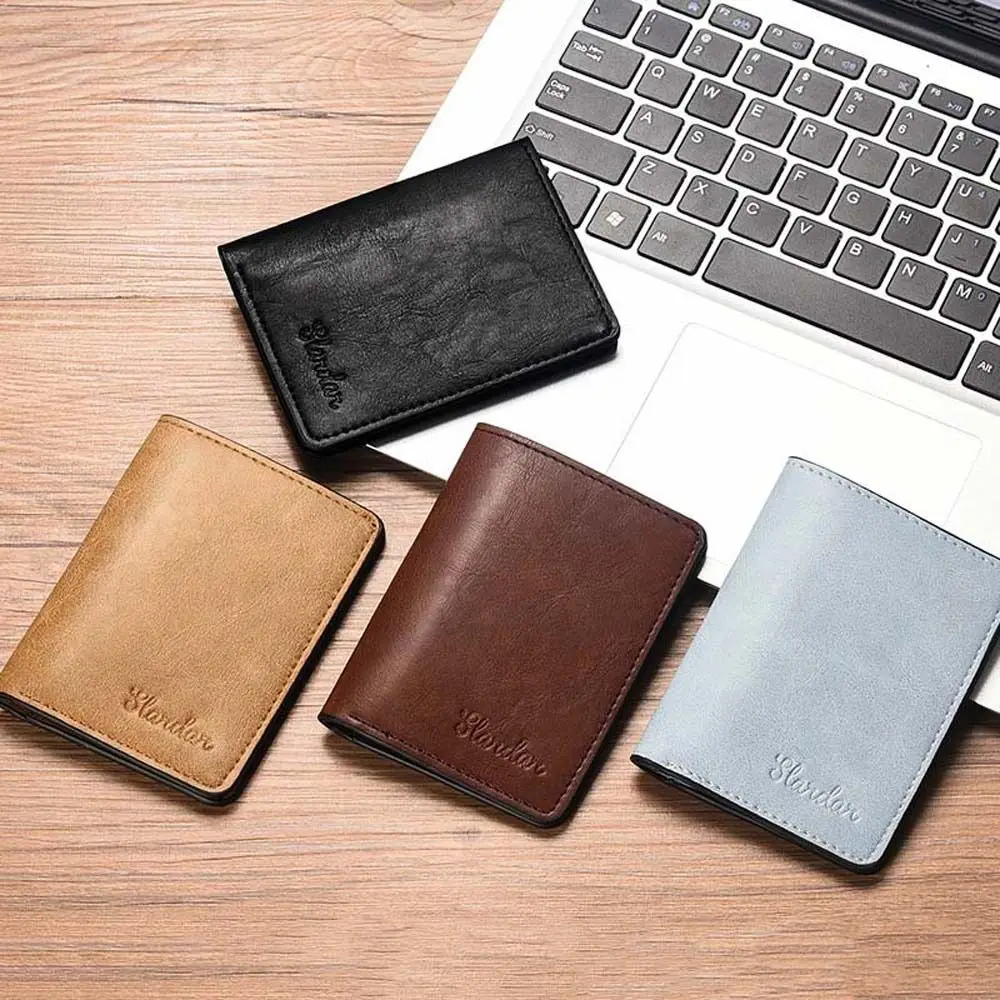 Fashion Black Mini Money Bag PU Leather Ultra-thin Credit Card Bag Business Card Holder Coin Purse ID Card Cover Men Wallet