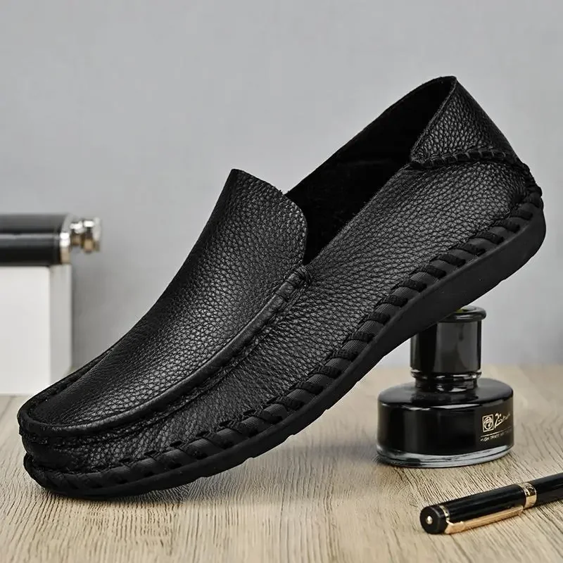 Leather Shoes Men's 2024 New Business Casual Shoes Genuine Leather Men's Shoes Soft Leather Tendon Bottom Moccasins